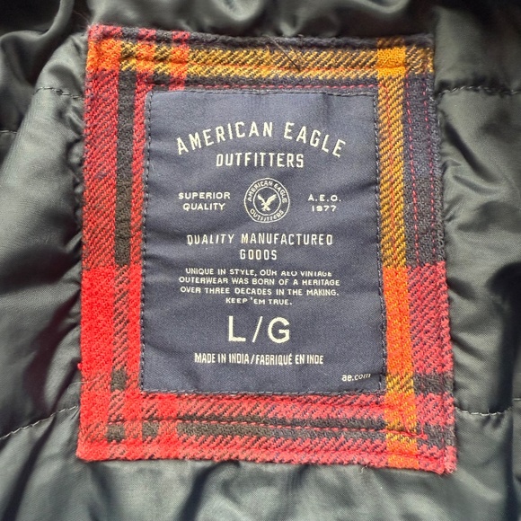 American Eagle Flannel Jacket Red Plaid Size L - Picture 9 of 13